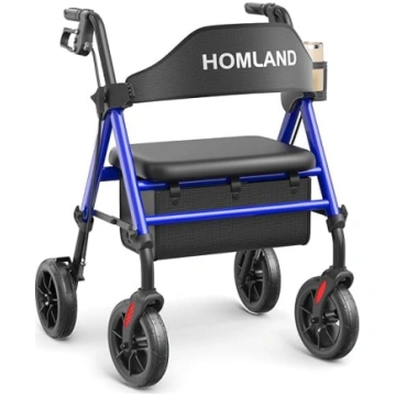 HOMLAND Senior Walking Frame ar sēdekli, salokāms 