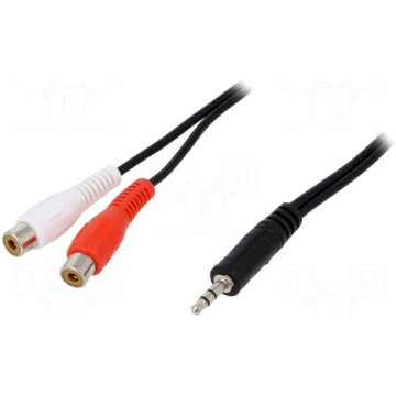 Cable | Jack 3.5mm plug,RCA socket x2 | 5m | black
