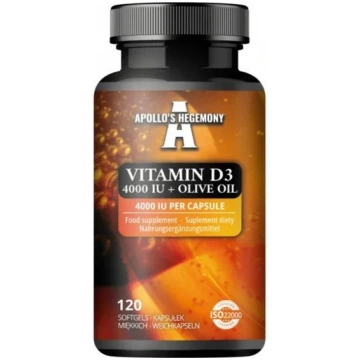 Apollo"s Hegemony D3 vitamīns 4000 SV + olīveļļa -
