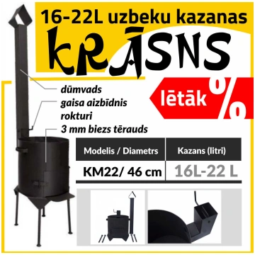 Krāsns kazanam ar skursteni 16-22L 3mm/ diametrs 4