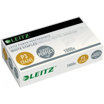 Leitz P3 24/6 baltas aproču pogas, 1000 gab