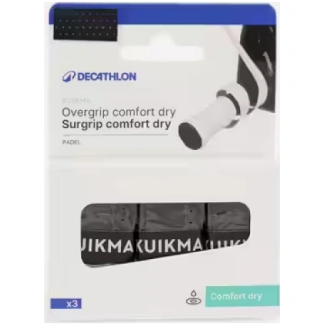 Ērts padel tenisa overgrips “Dry”, melns KUIKMA