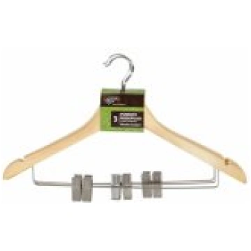 Evelekt Cloth hangers 3pcs, with clips, natural Ak