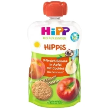 HIPP Ābolu, Persiku, Banānu (no 1 gada) biezenis, 