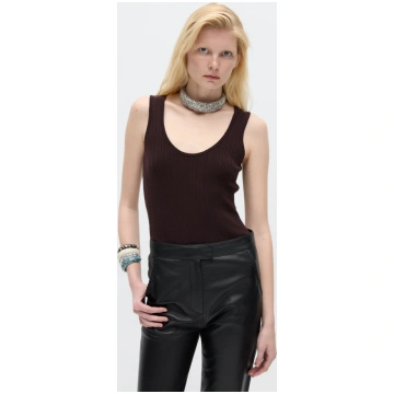 RHEA - Knitted Sleeveless Top - Brown / S