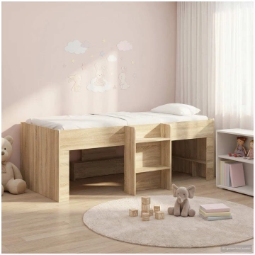 Bērnu loft gultas rāmis ar kāpnēm sonoma 90 x 200 