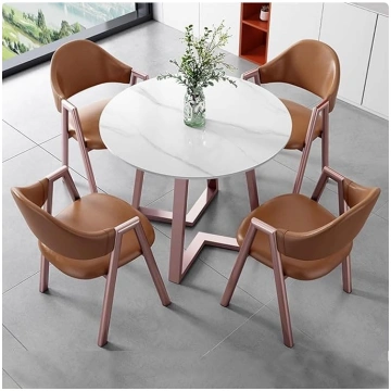Round Dining Table with 4 Chairs Set, Small Kitche