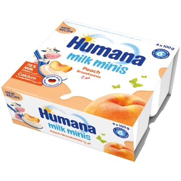 Humana Milk Minis jogurta deserts ar persikiem 400