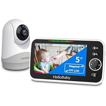 HelloBaby monitors ar kameru un audio, 5 collu ekr