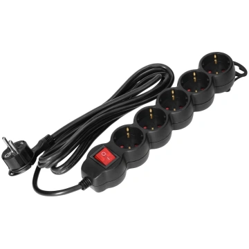 Pagarinātājs 5gang 2P+Z (Schuko), ar slēdzi, 3m H0