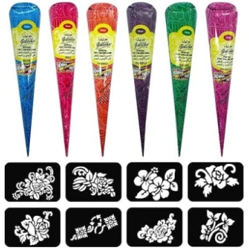 6 dabīgo hennas krāsu iepakojums pagaidu tetovējum