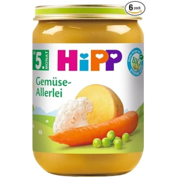 HiPP bioloģiskie dārzeņi (6 x 190 g), zīdaiņiem no