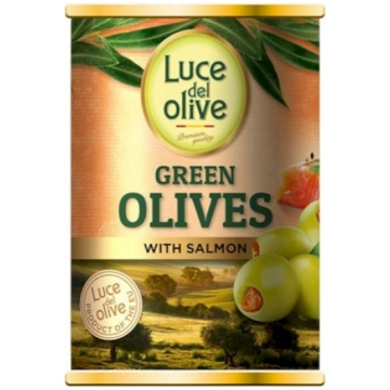 Zaļās olīvas ar laša pastas pildījumu Luce del oli