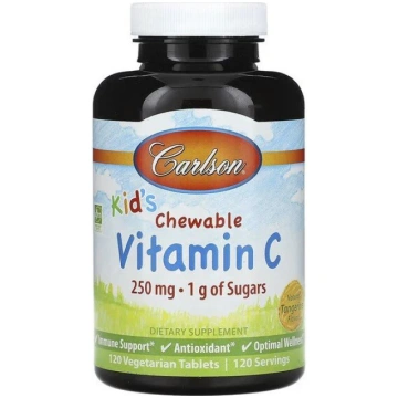 Carlson Labs bērnu košļājamās C vitamīna tabletes,