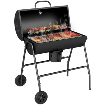 Outsunny Metāla ogļu grils BBQ kūpinātājs ar vāku 
