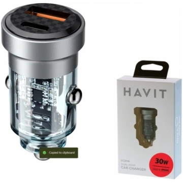 HAVIT auto lādētājs havit usb+type c 30w x3420106