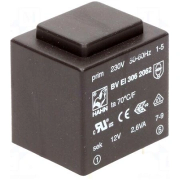 Transformer: encapsulated | 2.6VA | 230VAC | 12V |