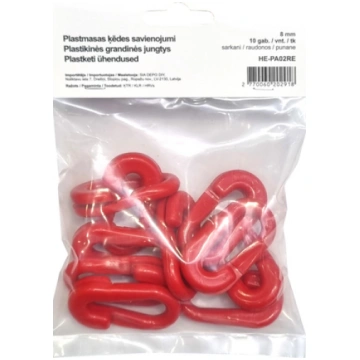 Plastmasas ķēdes savienojums 8mm/10gab. sarkans