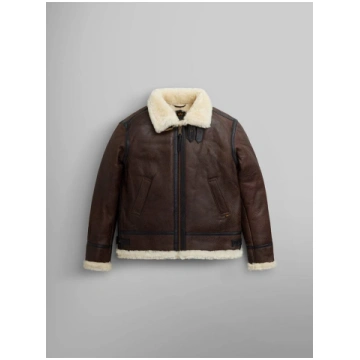 B-3 SHERPA LEATHER JACKET - BROWN / 4XL