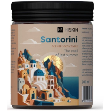 Svece, aromātiskā HiSkin Santorini, Melna krās