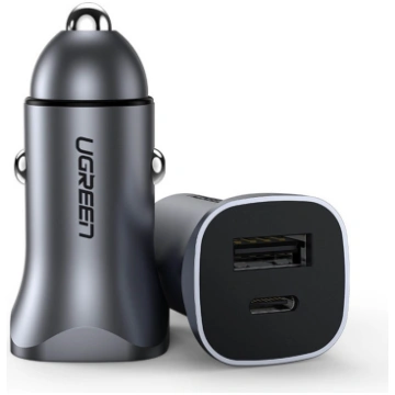 Ātrs USB-A un USB-C 30W PD PPS auto lādētājs - pel