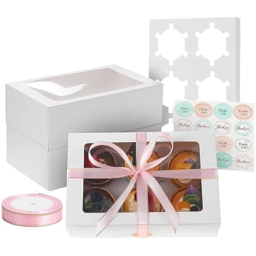 Coolty Pack of 15 Fold-Free Cupcake Boxes 6 caurum
