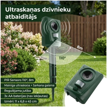 Ultraskaņas dzīvnieku atbaidītājs ar PIR kustības 