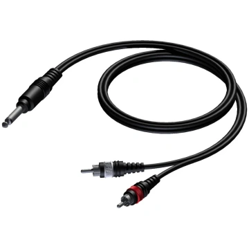 6.3 mm Jack male mono - 2 x RCA/Cinch male 1,5 met