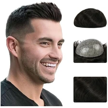 Zakya Real Hair Toupee Vīriešiem, 100% īsti mati,
