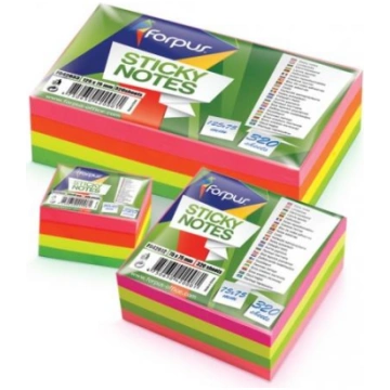 Sticky Notes Forpus, Neon, 75x75mm, assorted, cube