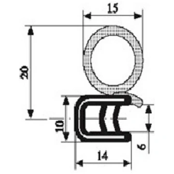 AO Gs Armēts EPDM gumijas profils 1-4mm x14x20mm
