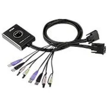 Aten 2-Port USB DVI/Audio Cable KVM Switch with Re