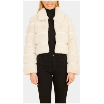 Paneled Faux Fur Vegan Leather Cropped Jacket Dolc