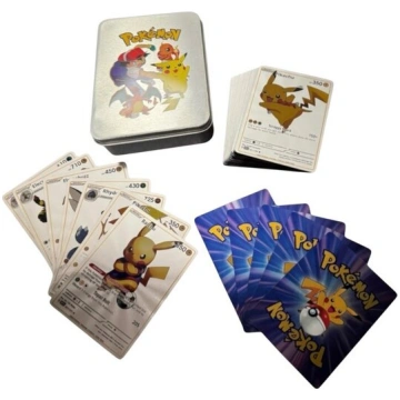 Pokemon kārtis metāla kastītē 50 gab. - Sudrabs