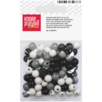 Koka pērlītes-balta-pelēka-melna (8 mm, 85 gab.) K