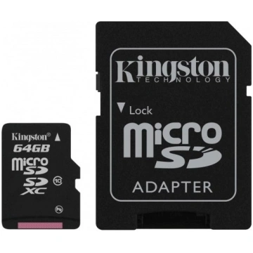„Kingston“ MicroSD atmiņas karte 64 Gb, 10 klase a