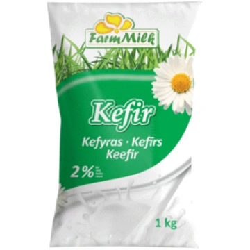 Kefīrs FARM MILK 2% plēvē 1kg