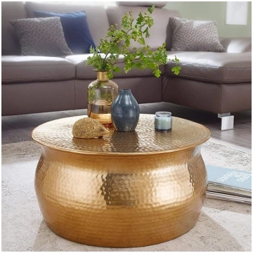 Polina Coffee Table Round Sofa Table Hammered Gold