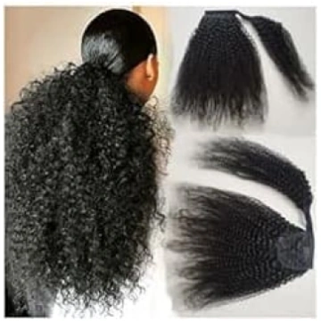 Sieviešu Afro Kinky Curly Wrap Around Ponytail Rea