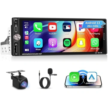 Android 15 Auto radio 1 DIN ar bezvadu CarPlay un 