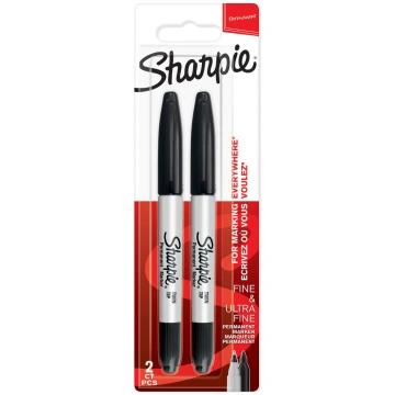 Sharpie Twin Tip melns marķieris (blisteris ar 2 g