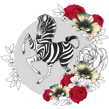 Clear Creation Karnet Swarovski kwadrat Zebra kwia