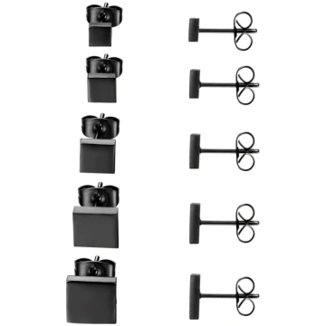 JewelryWe Schmuck 5 Paar Ohrstecker Set, Edelstahl