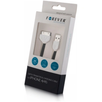 Forever iPhone 3/4 USB cable black silicone flat b