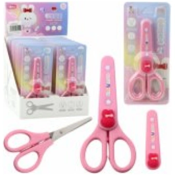 LEAN School Scissors With Cover Decorative Pink Bu