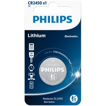 Litija baterija CR2450 3V 1gab PHILIPS CR2450/10B