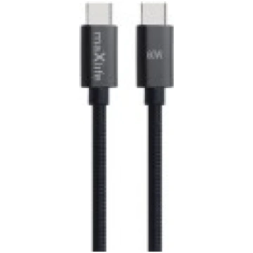 Maxlife 1M USB Type-C to Type-C 60W cable - Melns 