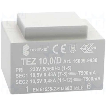 Transformer: encapsulated | 10VA | 230VAC | 10.5V 