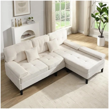 Modular L-Shape Corner Sofa Made of Chenille, 3-Se