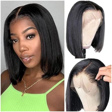13×4 Lace Frontal Bob Straight Wig Brazīlijas cilv